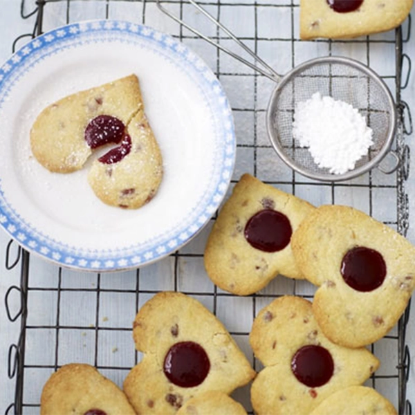 Cherry shortbread hearts